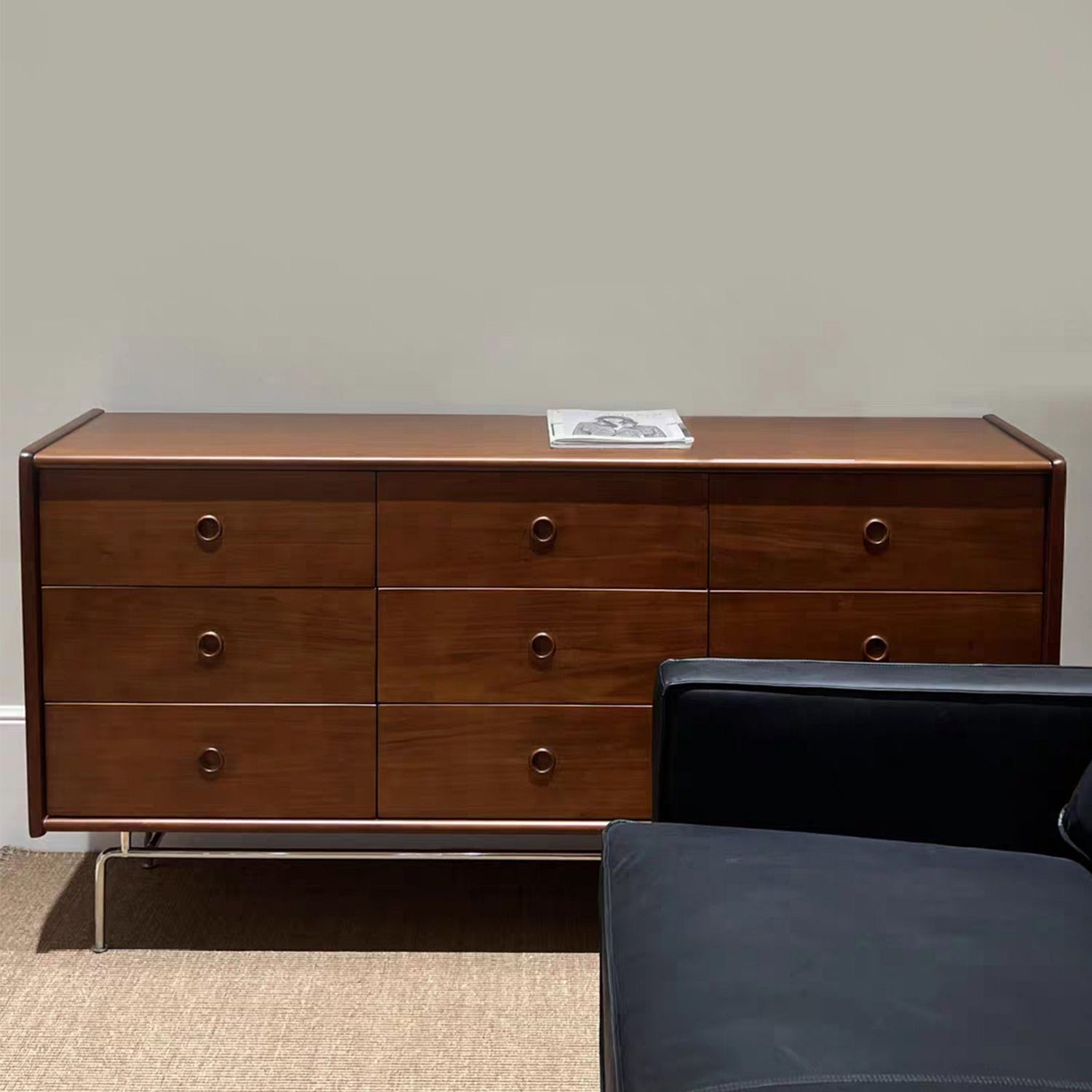 Mid-Century Modern Accent Chest with Drawers and Straight Legs in Brone