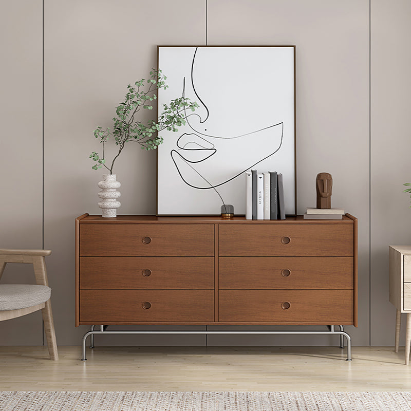 Mid-Century Modern Accent Chest with Drawers and Straight Legs in Brone