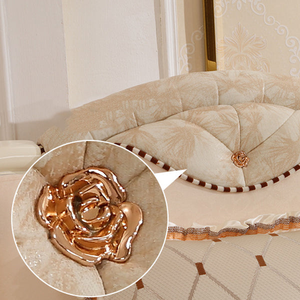 70" Wide French Country Sectional Sofa Fabric Sleeper Sectional