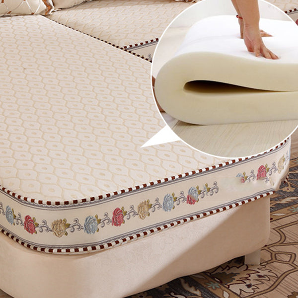 70" Wide French Country Sectional Sofa Fabric Sleeper Sectional