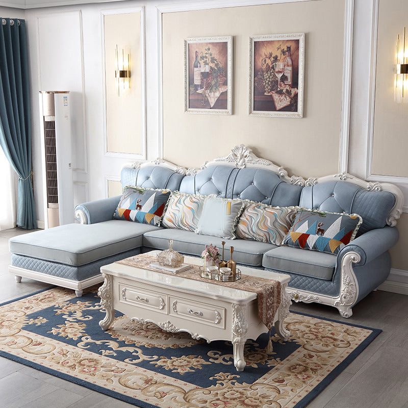 72" Wide French Country Sectional Sofa Leather Sleeper Sectional