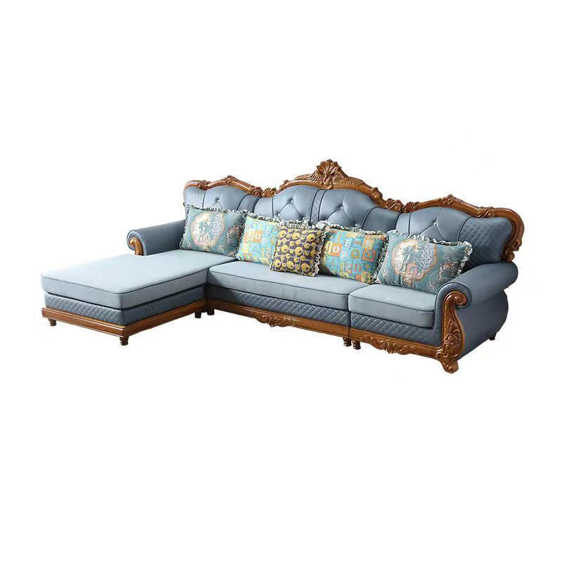 72" Wide French Country Sectional Sofa Leather Sleeper Sectional