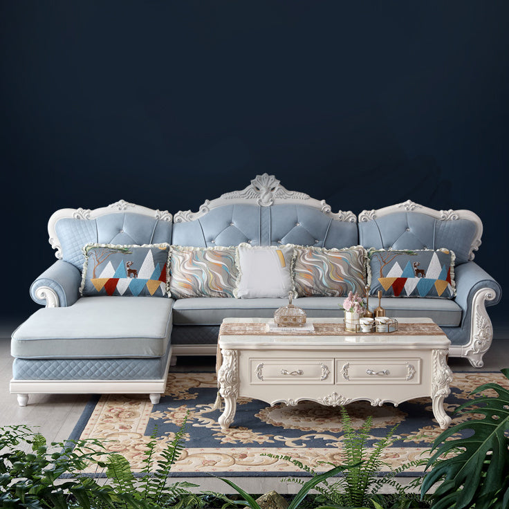 72" Wide French Country Sectional Sofa Leather Sleeper Sectional