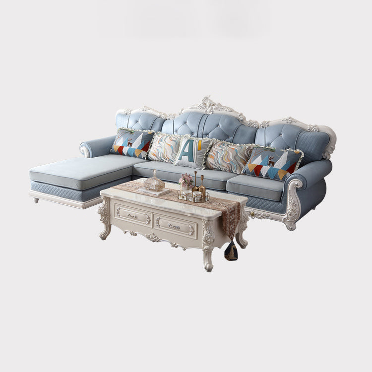 72" Wide French Country Sectional Sofa Leather Sleeper Sectional