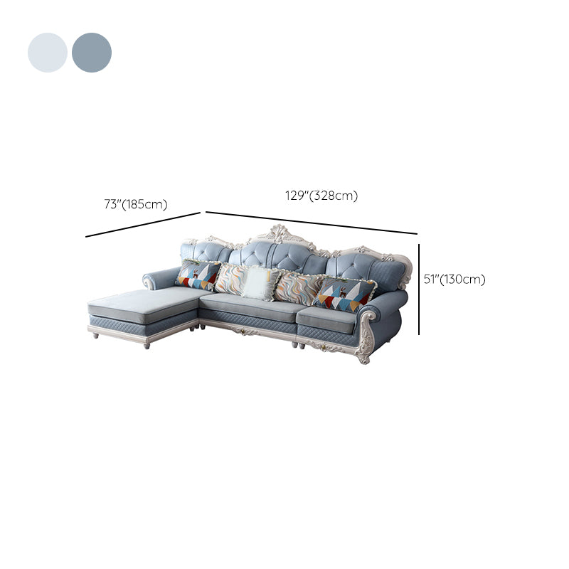 72" Wide French Country Sectional Sofa Leather Sleeper Sectional