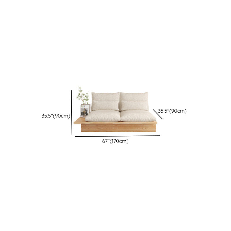 Contemporary Beige Sofa with Pillows Back and Drawers for Living Room