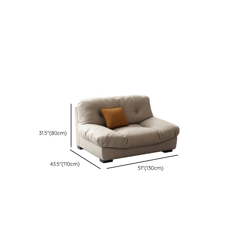 Scandinavian Beige Sofa with Tufted Back and Flared Arm for Living Room