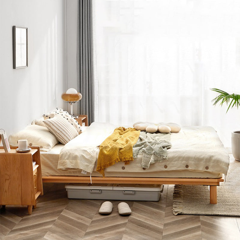 Modern Bed Frame Solid Wood Standard Bed with Custom Gold Legs