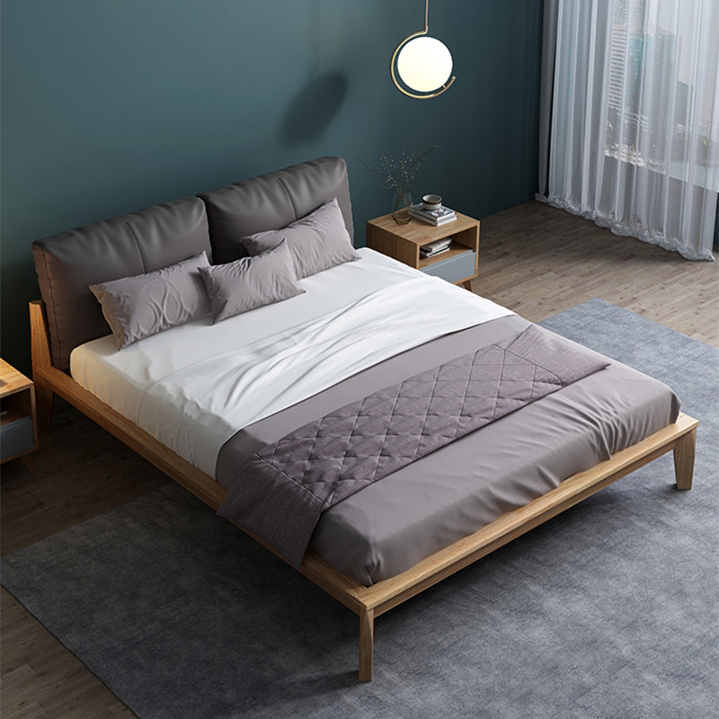 Modern Panel Bed No Distressing Wood Standard Bed Upholstered Headboard