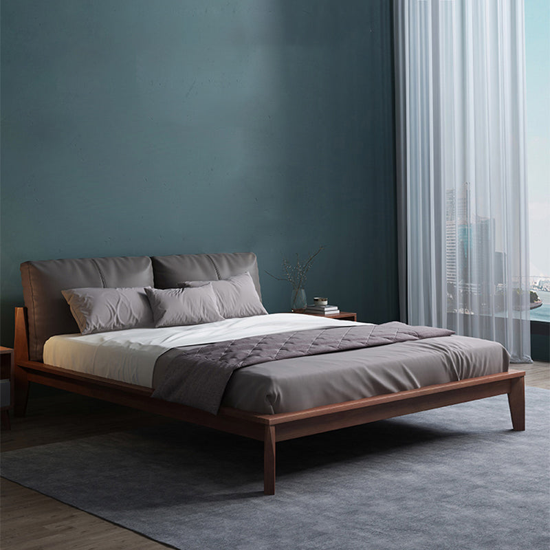 Modern Panel Bed No Distressing Wood Standard Bed Upholstered Headboard