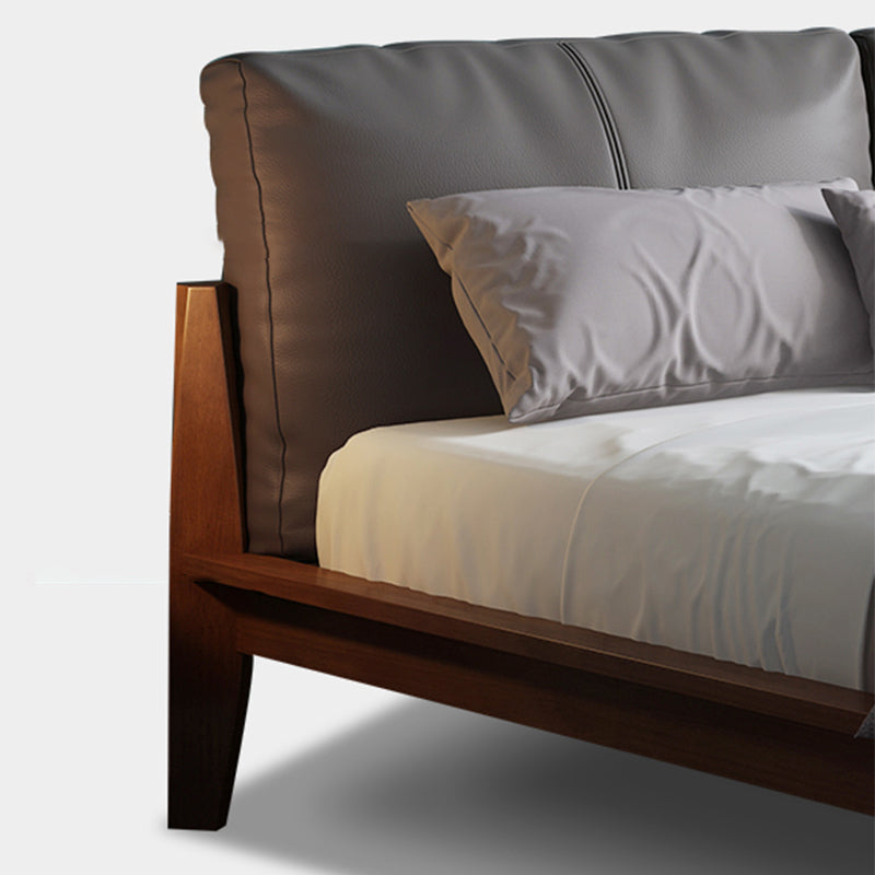 Modern Panel Bed No Distressing Wood Standard Bed Upholstered Headboard