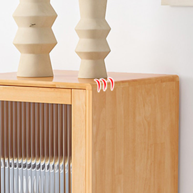 Contemporary Solid Wood Cabinet Glass Paned 1 - Door Natural Chest with Drawers