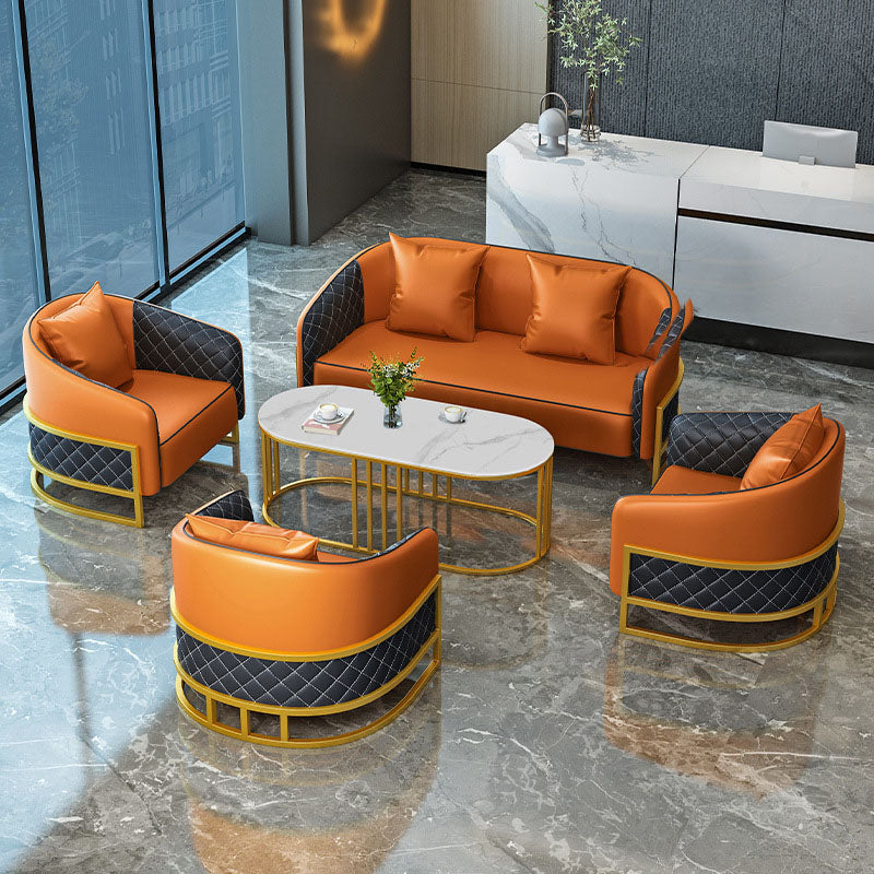 Modern Leather Sofa Chesterfield Tuxedo Arm Loveseat for Bonus Room