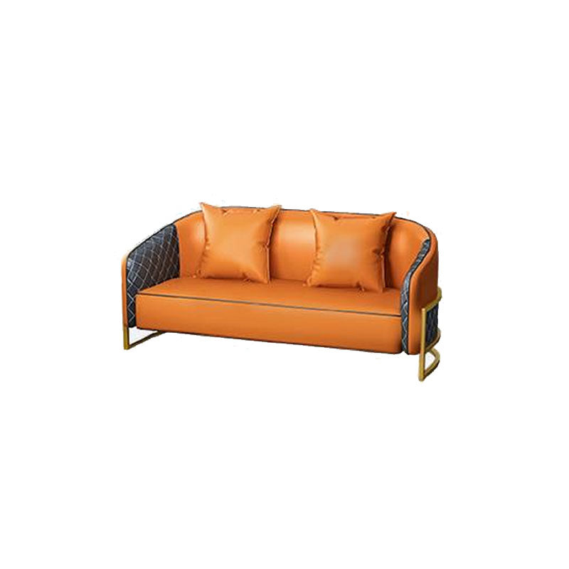 Modern Leather Sofa Chesterfield Tuxedo Arm Loveseat for Bonus Room
