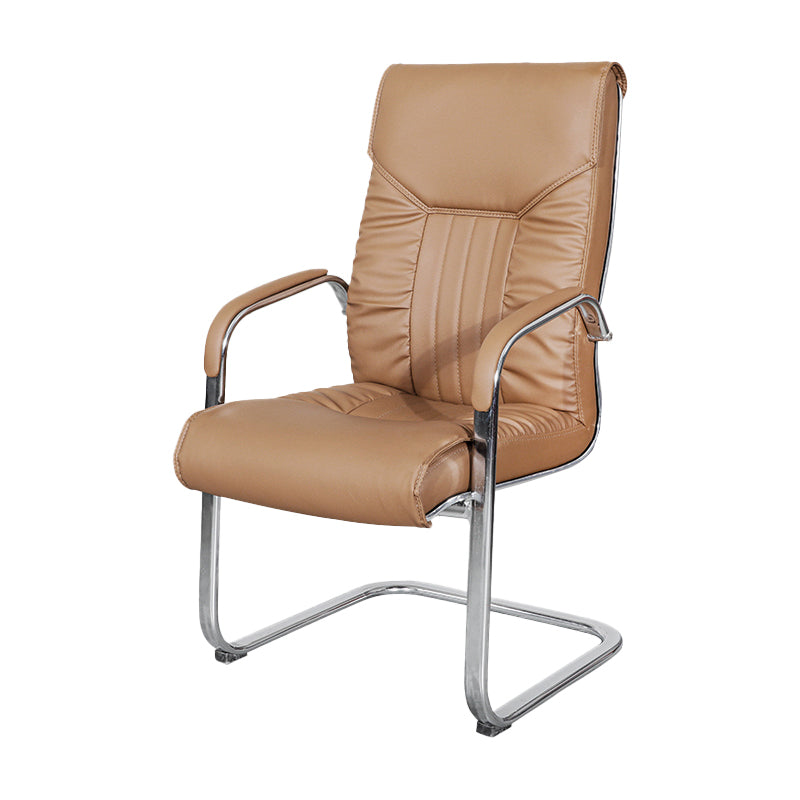 Modern Fixed Arms Office Chair Leather Task Chair for Office