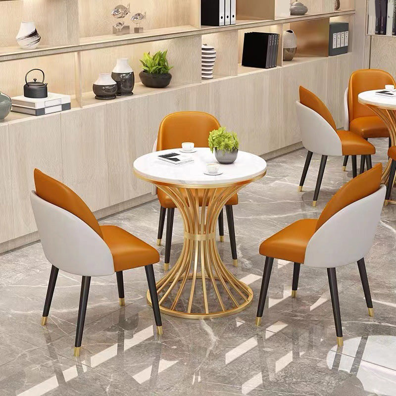 Polished Finish Dinette Table for Home Traditional Luxury Round Dining Table