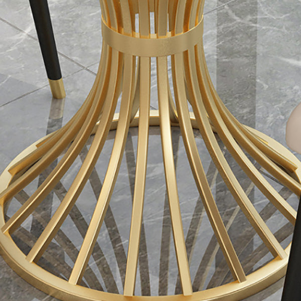 Polished Finish Dinette Table for Home Traditional Luxury Round Dining Table