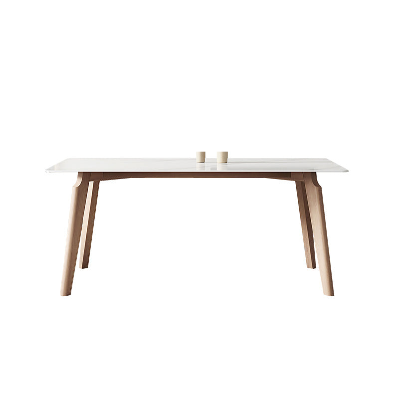 Mid-Century Rectangle Dining Table Solid Wood Legs and Stone Top Dining Table