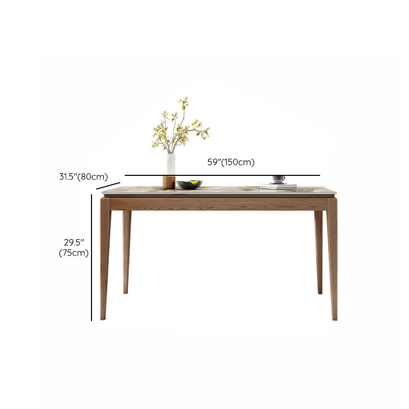 Rectangle Stone Top Dining Table Mid-Century Dining Table for Dining Room