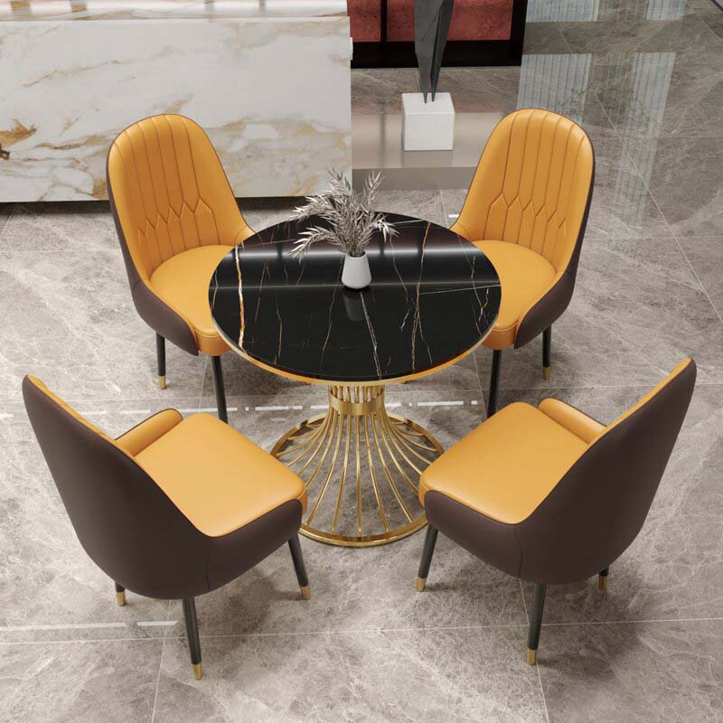 Modern Round Dining Table for Kitchen Dinette Table with Metal Base