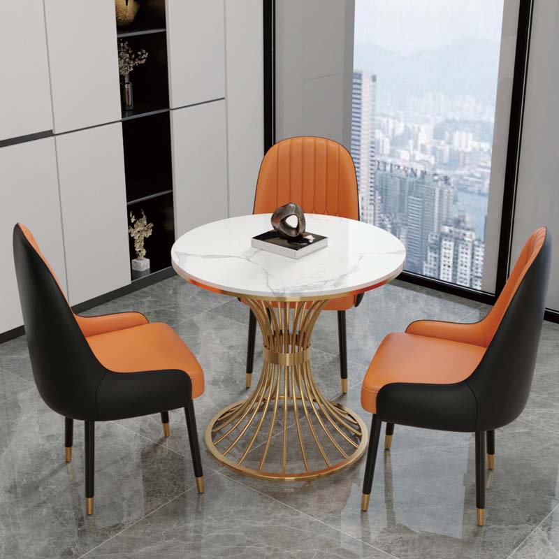 Modern Round Dining Table for Kitchen Dinette Table with Metal Base