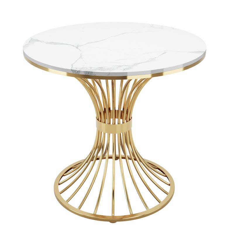 Modern Round Dining Table for Kitchen Dinette Table with Metal Base