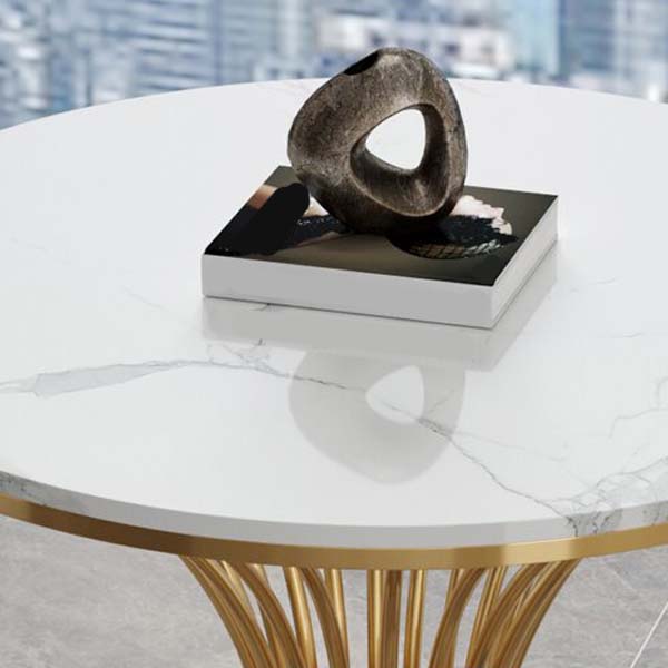 Modern Round Dining Table for Kitchen Dinette Table with Metal Base