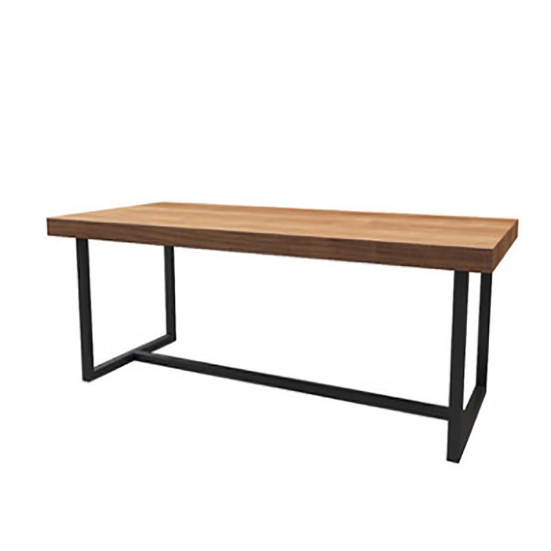 Brown Dinette Table with Metal Frame Industrial Solid Wood Top Dining Table