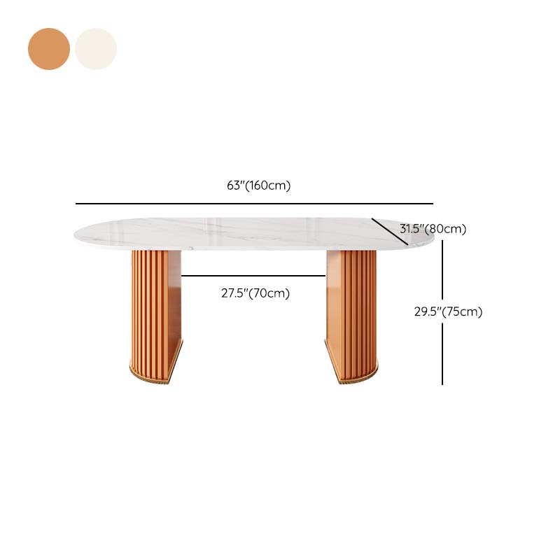 Traditional Luxury Oval Dining Table White Stone Top Dinette Table for Home
