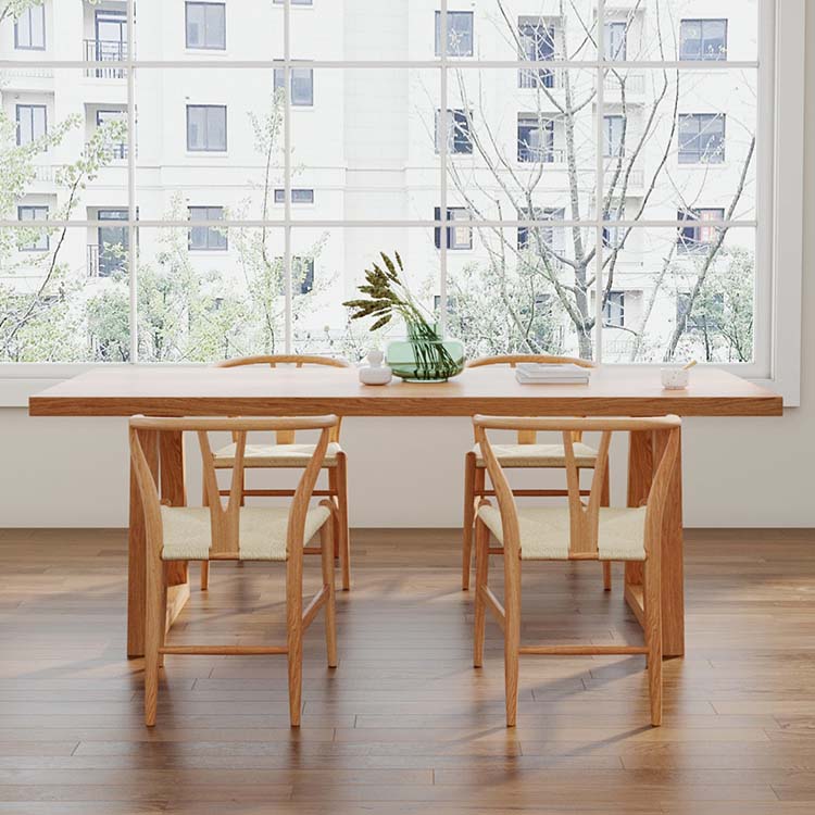 Modern Style Double Pedestal Table Pine Wood Table for Dining Room