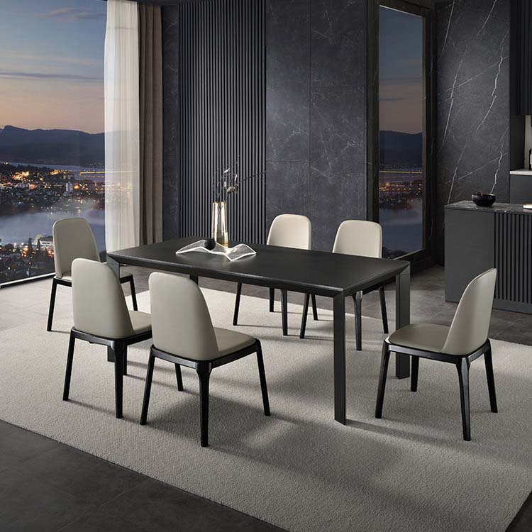 Industrial Dining Sintered Stone Table Dining Rectangle Table with Metal Legs for Home