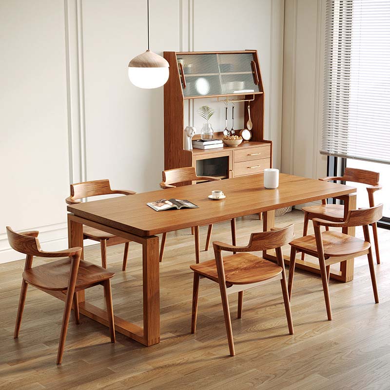Modern Double Pedestal Dining Table Pine Wood Table for Dining Room