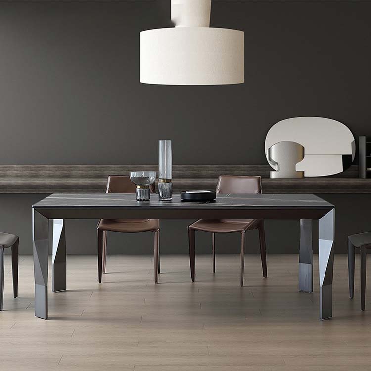 Industrial Dining Table Sintered Stone Rectangle Dining Table for Kitchen