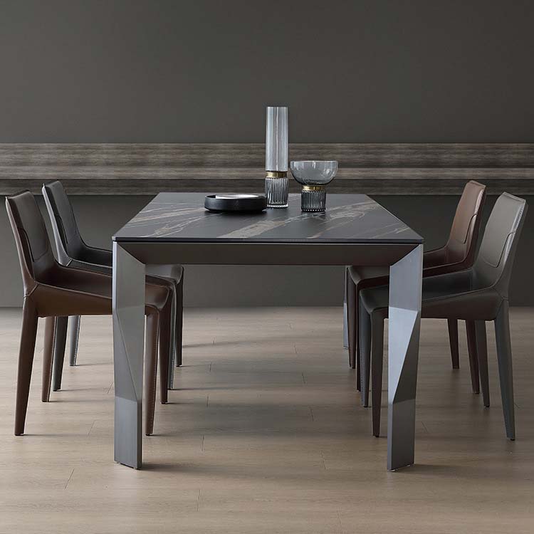 Industrial Dining Table Sintered Stone Rectangle Dining Table for Kitchen