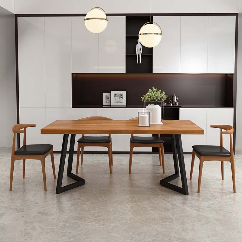 Modern Double Pedestal Dining Table Pine Wood Table for Dining Room Cafe