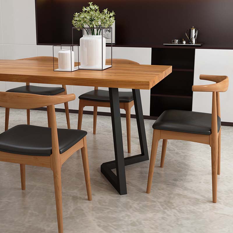 Modern Double Pedestal Dining Table Pine Wood Table for Dining Room Cafe