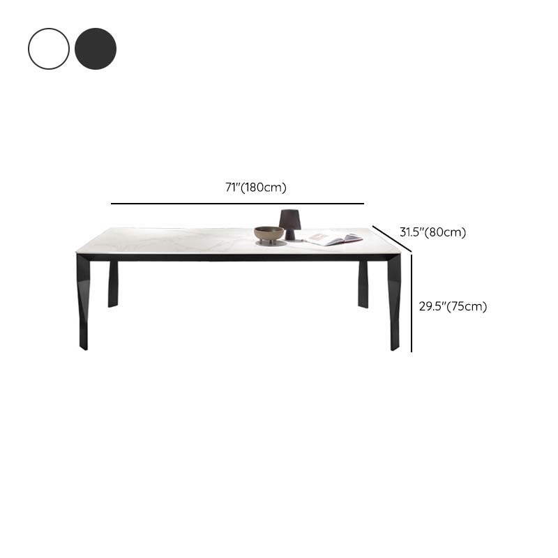 Industrial Style Dining Sintered Stone Table Dining Rectangle Table with Metal Legs