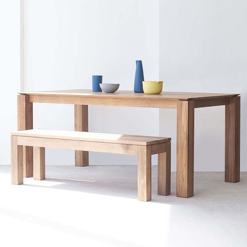 Modern 4 Legs Pedestal Dining Table Pine Wood Table for Dining Room