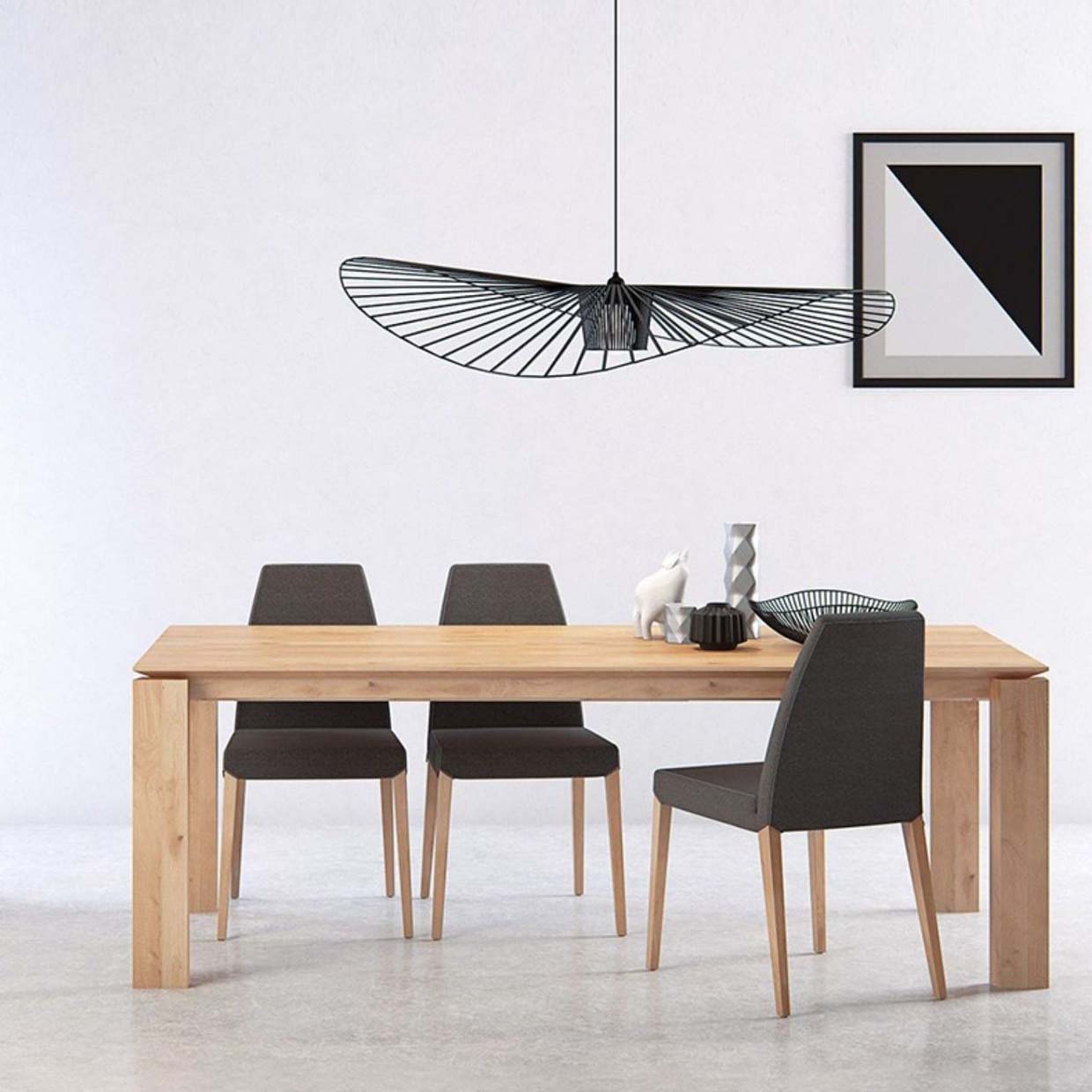 Modern 4 Legs Pedestal Dining Table Pine Wood Table for Dining Room