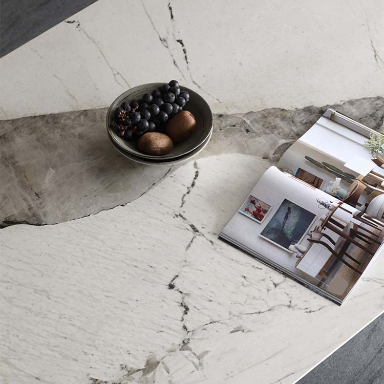 Industrial Dining Sintered Stone Table Dining Rectangle Table with Metal Legs for Kitchen
