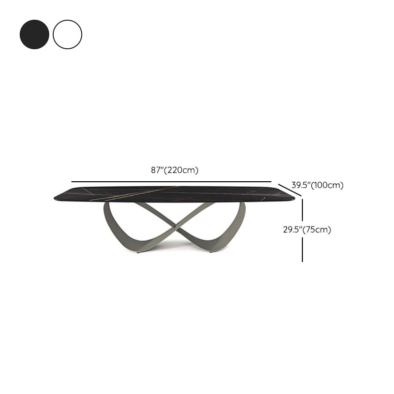 Industrial Sintered Stone Table Rectangle Table with Metal Legs for Kitchen