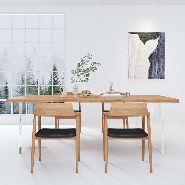 Modern Double Pedestal Dining Table Ash Wood Table for Dining Room