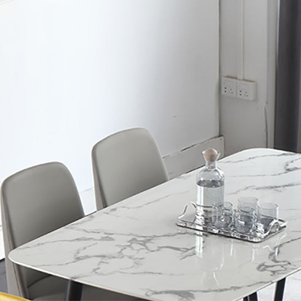 Mid-Century Rectangle Dining Table Stone Dining Table with 4 Legs