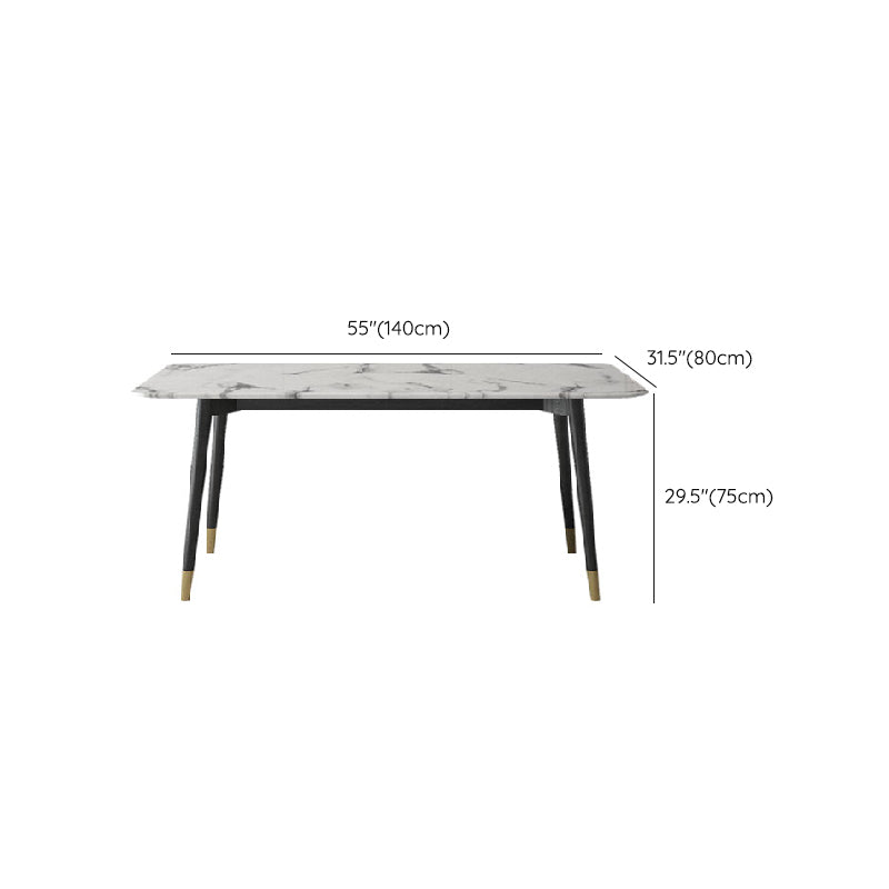 Mid-Century Rectangle Dining Table Stone Dining Table with 4 Legs