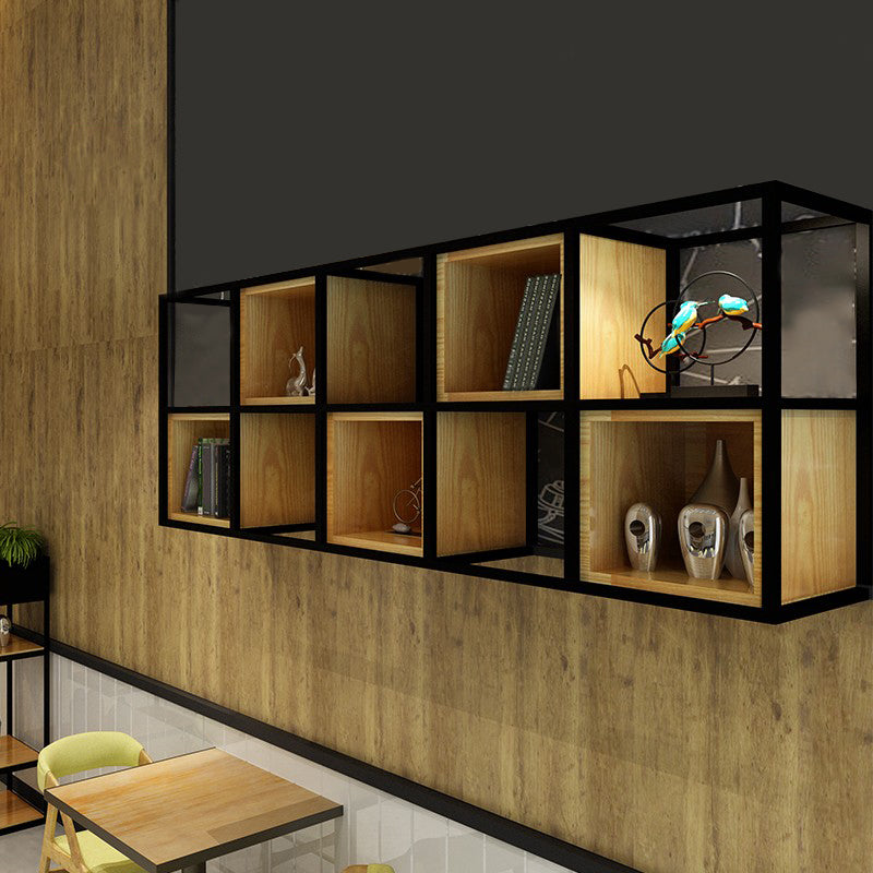 Contemporary Wooden Bookcase Floating Natural Closed Back Bookshelf