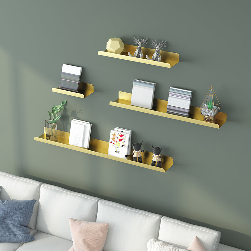 Metal Closed Back Bookcase Floating Glam Wall Mounted Bookshelf