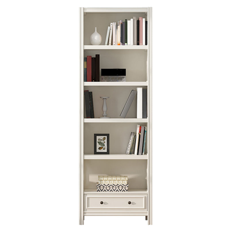 Standard Wooden Bookshelf Closed Back Contemporary Bookcase with Drawers
