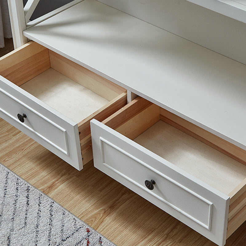 Standard Wooden Bookshelf Closed Back Contemporary Bookcase with Drawers