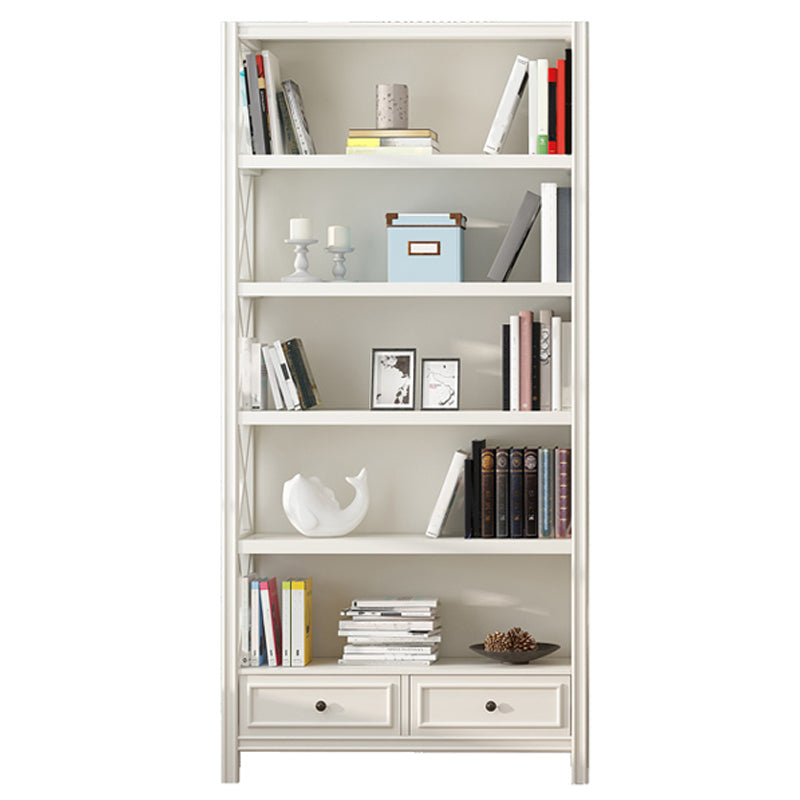 Standard Wooden Bookshelf Closed Back Contemporary Bookcase with Drawers