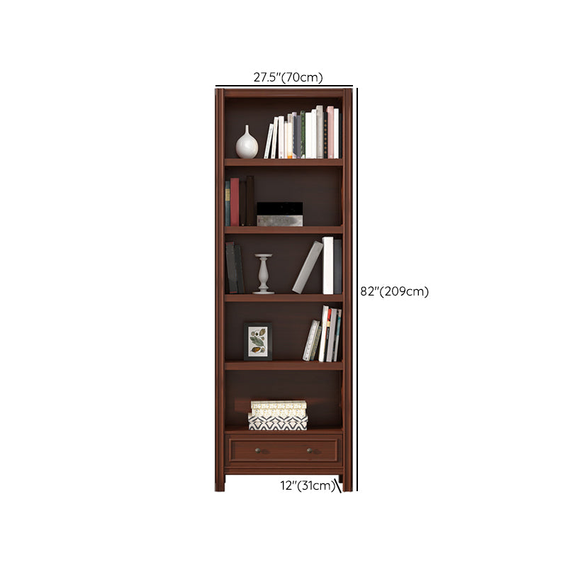 Standard Wooden Bookshelf Closed Back Contemporary Bookcase with Drawers